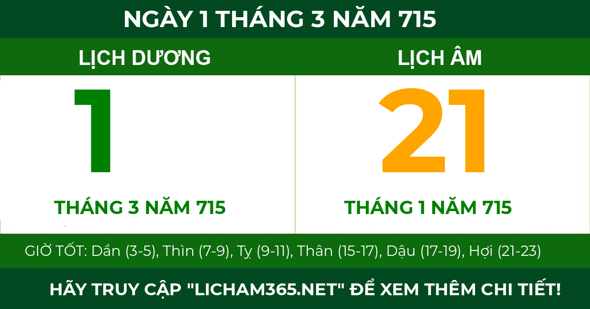 lịch âm ngày 1 tháng 3 năm 715