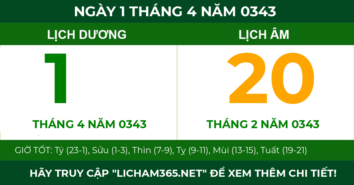 lịch âm ngày 1 tháng 4 năm 0343