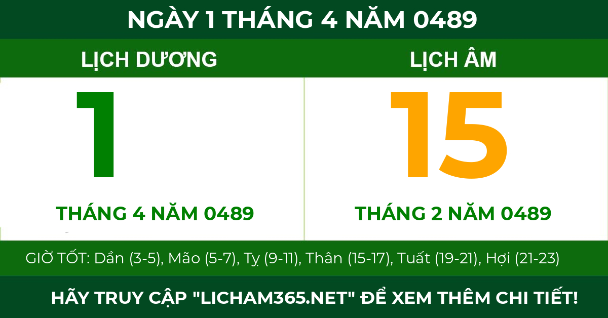 lịch âm ngày 1 tháng 4 năm 0489