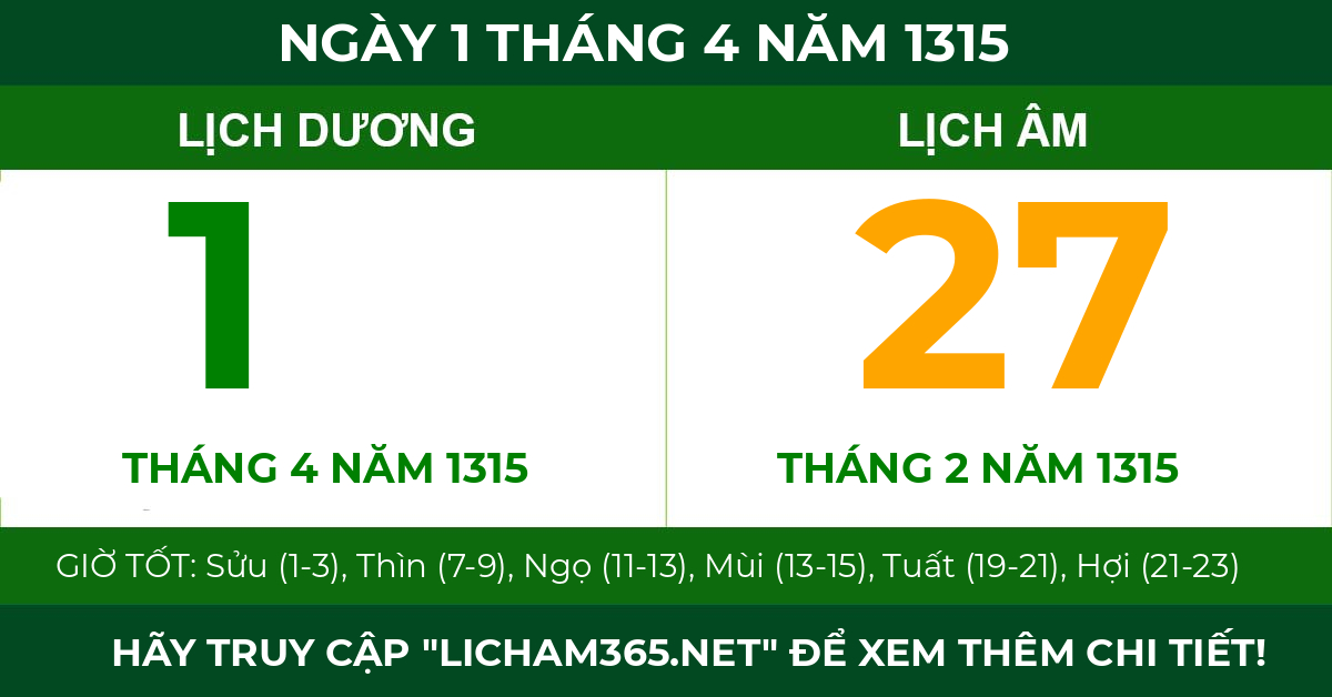 lịch âm ngày 1 tháng 4 năm 1315