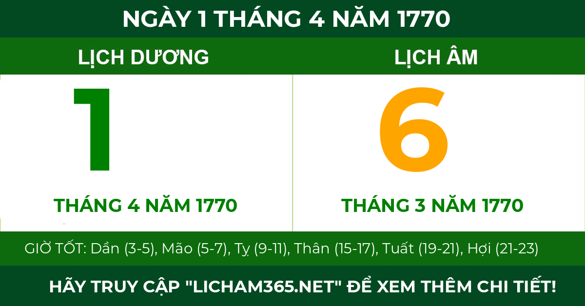lịch âm ngày 1 tháng 4 năm 1770