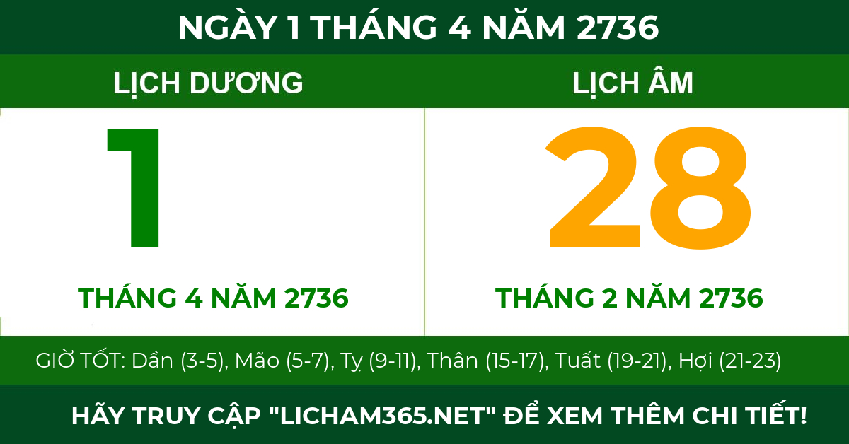 lịch âm ngày 1 tháng 4 năm 2736
