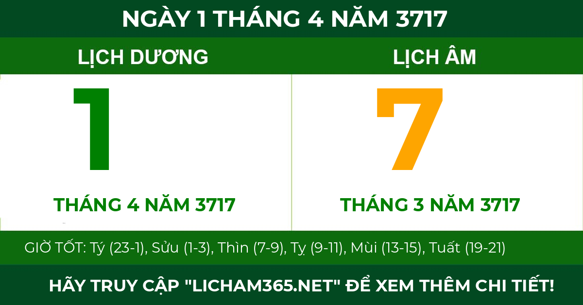 lịch âm ngày 1 tháng 4 năm 3717