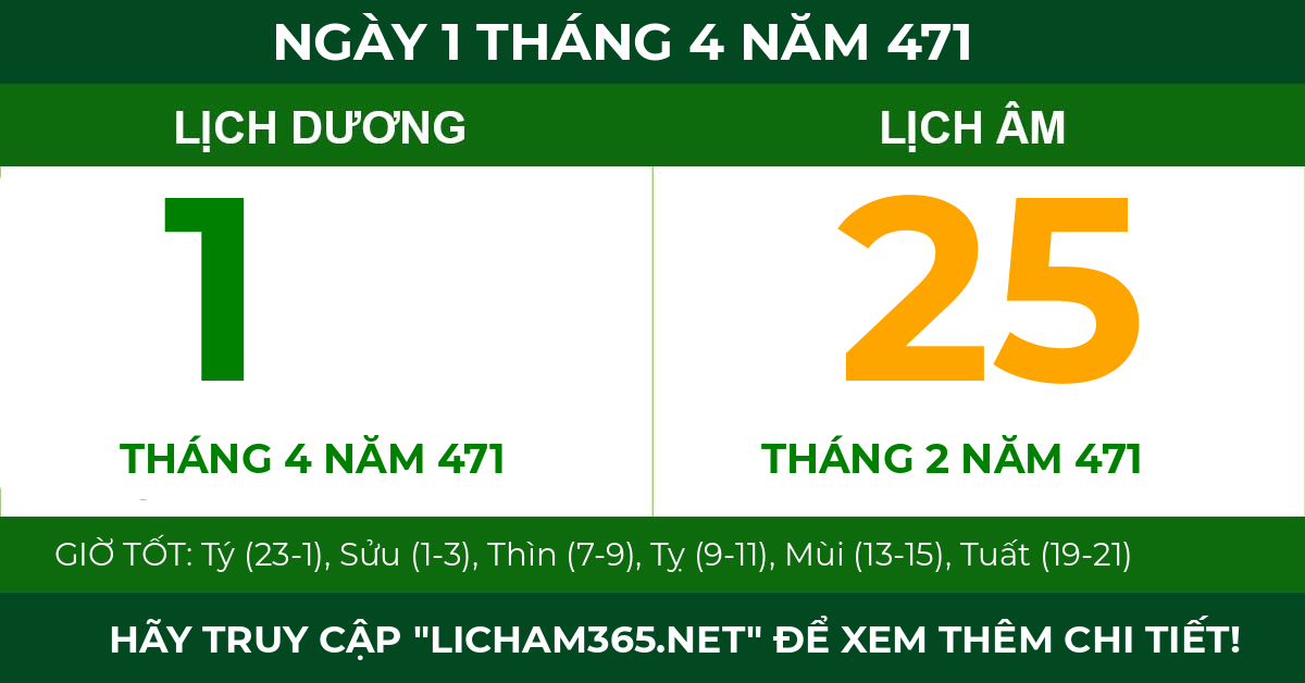 lịch âm ngày 1 tháng 4 năm 471