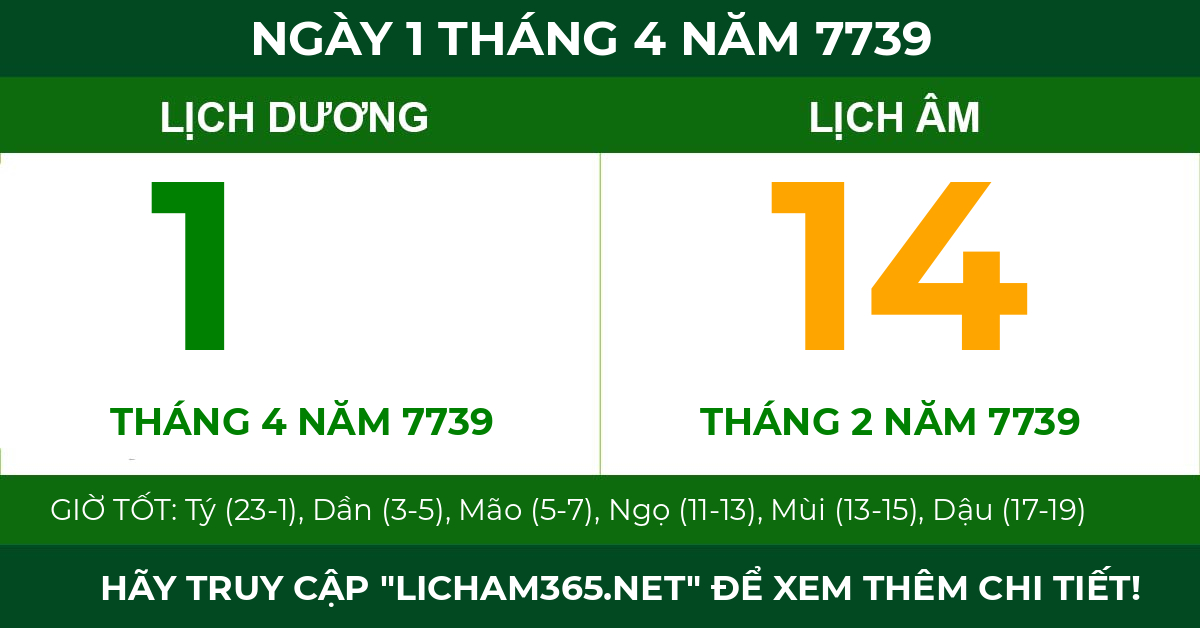 lịch âm ngày 1 tháng 4 năm 7739