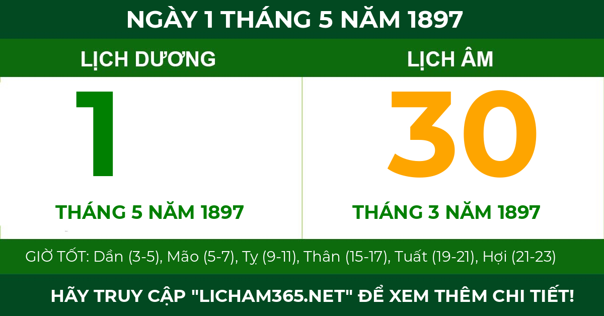 lịch âm ngày 1 tháng 5 năm 1897
