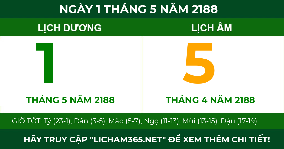 lịch âm ngày 1 tháng 5 năm 2188