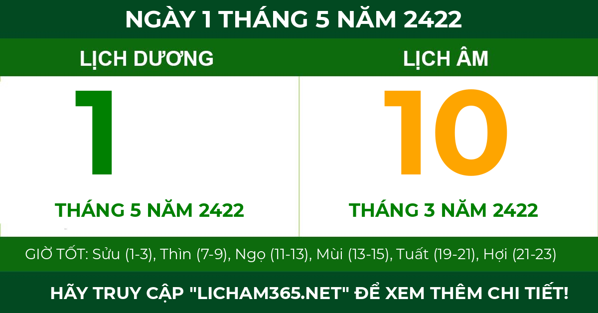 lịch âm ngày 1 tháng 5 năm 2422