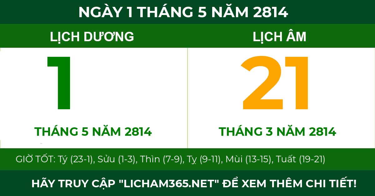 lịch âm ngày 1 tháng 5 năm 2814