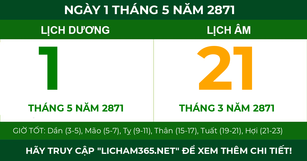 lịch âm ngày 1 tháng 5 năm 2871
