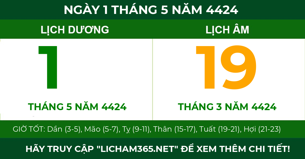 lịch âm ngày 1 tháng 5 năm 4424