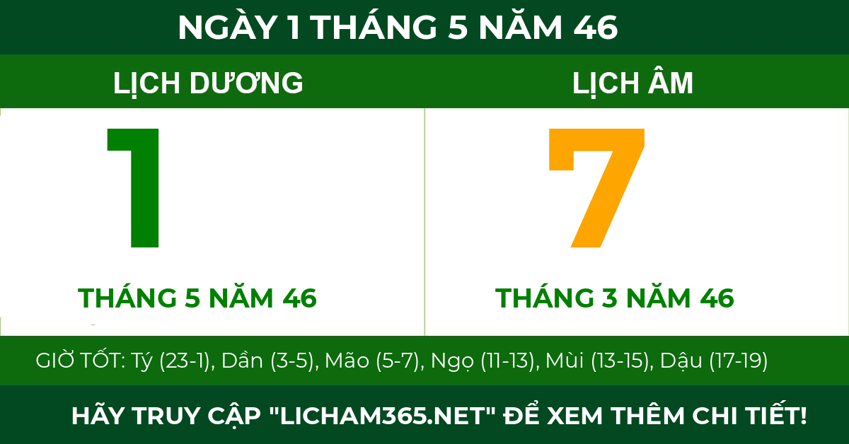 lịch âm ngày 1 tháng 5 năm 46
