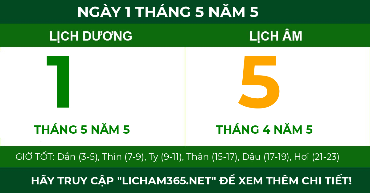 lịch âm ngày 1 tháng 5 năm 5