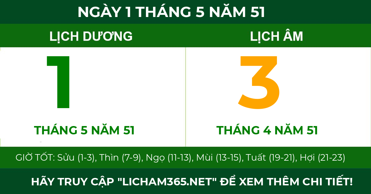 lịch âm ngày 1 tháng 5 năm 51
