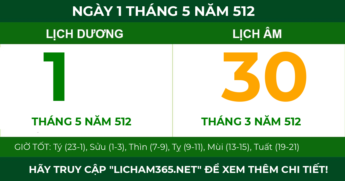 lịch âm ngày 1 tháng 5 năm 512