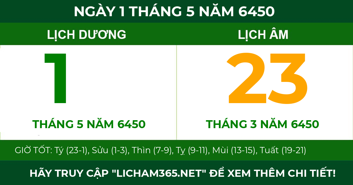 lịch âm ngày 1 tháng 5 năm 6450
