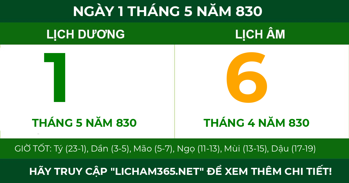 lịch âm ngày 1 tháng 5 năm 830