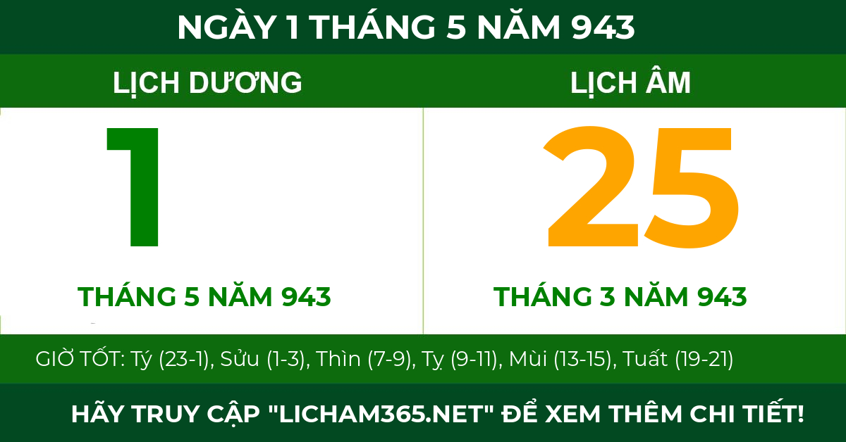lịch âm ngày 1 tháng 5 năm 943