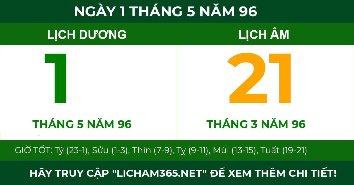 lịch âm ngày 1 tháng 5 năm 96
