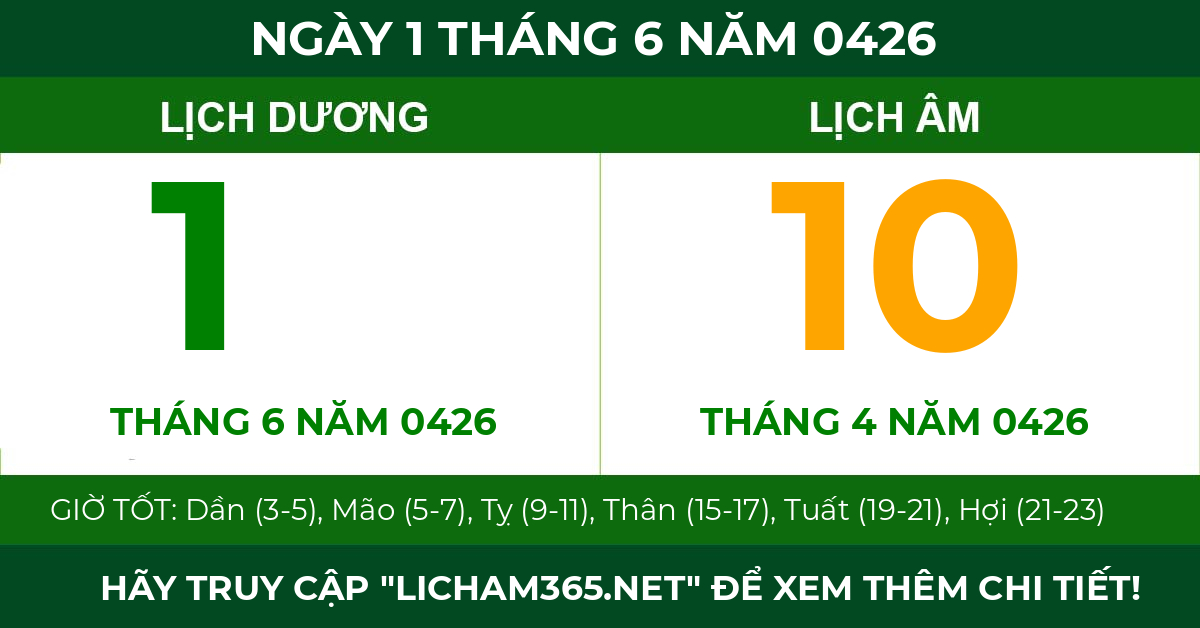 lịch âm ngày 1 tháng 6 năm 0426