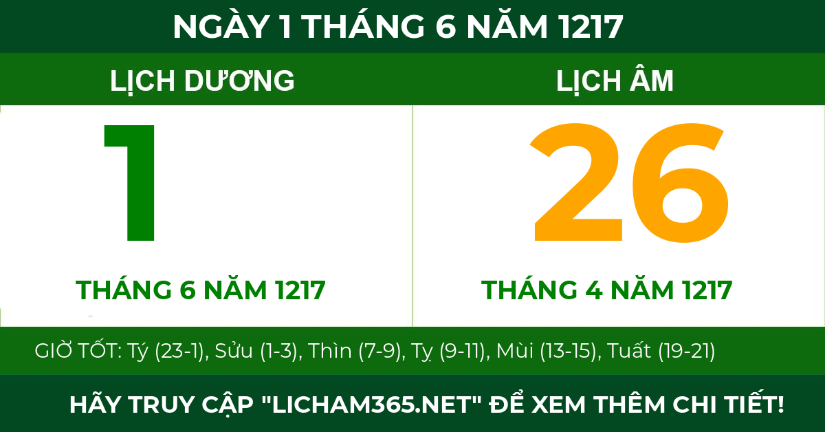 lịch âm ngày 1 tháng 6 năm 1217