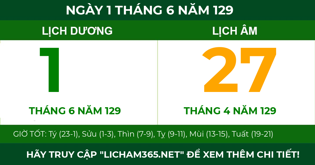 lịch âm ngày 1 tháng 6 năm 129
