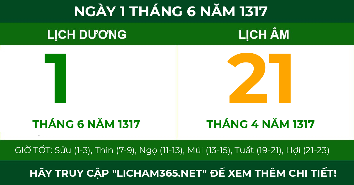 lịch âm ngày 1 tháng 6 năm 1317