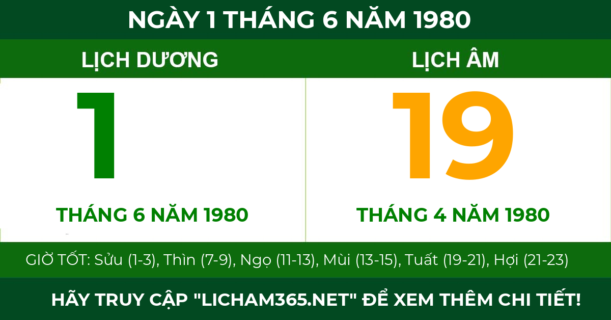 lịch âm ngày 1 tháng 6 năm 1980