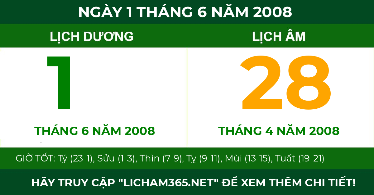 lịch âm ngày 1 tháng 6 năm 2008