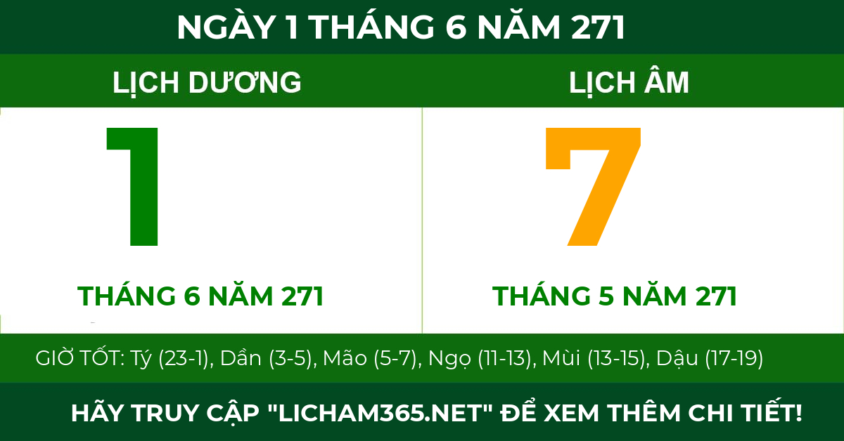 lịch âm ngày 1 tháng 6 năm 271