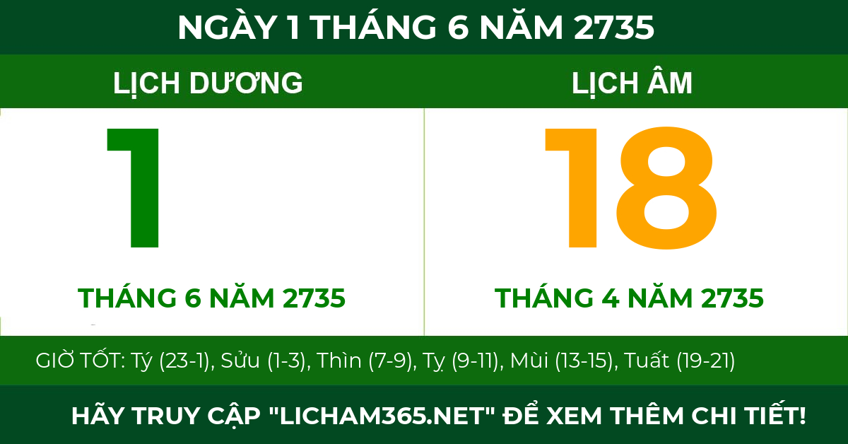 lịch âm ngày 1 tháng 6 năm 2735