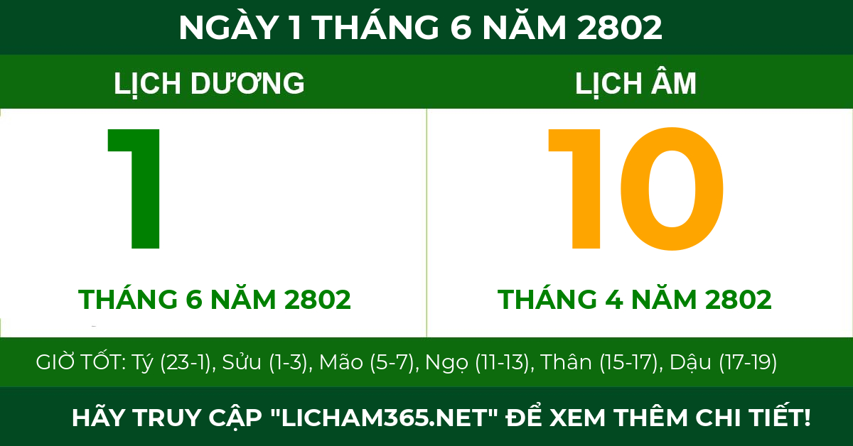 lịch âm ngày 1 tháng 6 năm 2802