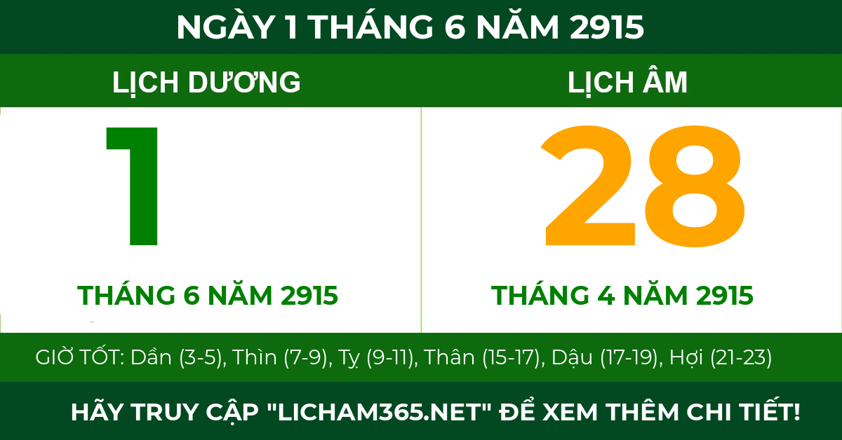 lịch âm ngày 1 tháng 6 năm 2915