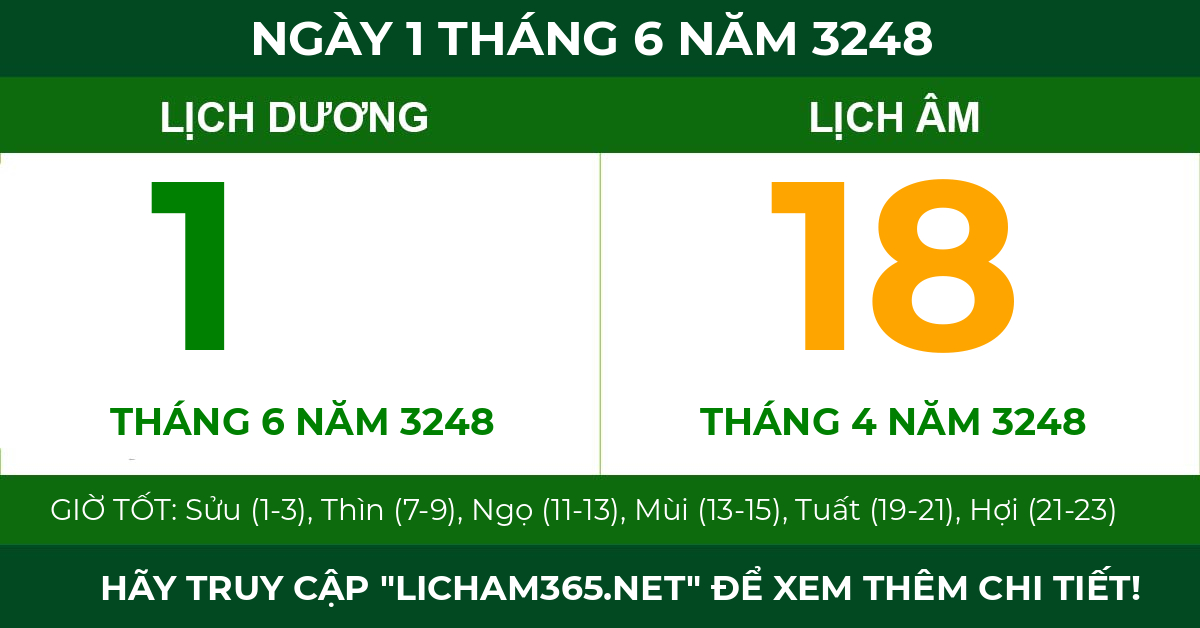 lịch âm ngày 1 tháng 6 năm 3248