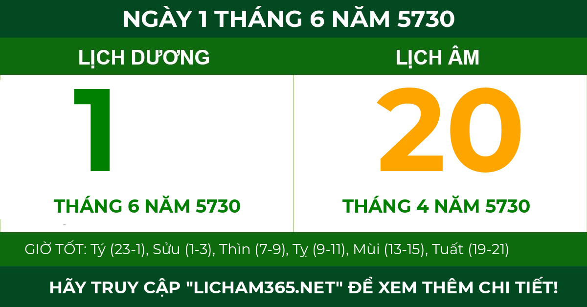 lịch âm ngày 1 tháng 6 năm 5730