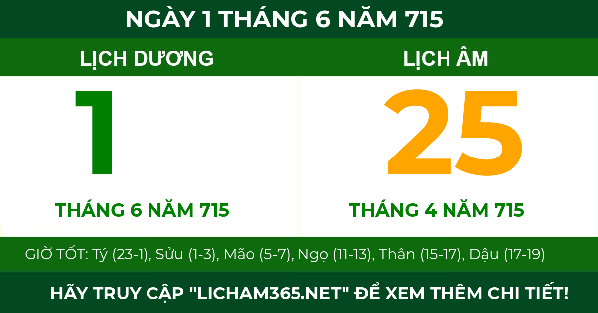 lịch âm ngày 1 tháng 6 năm 715