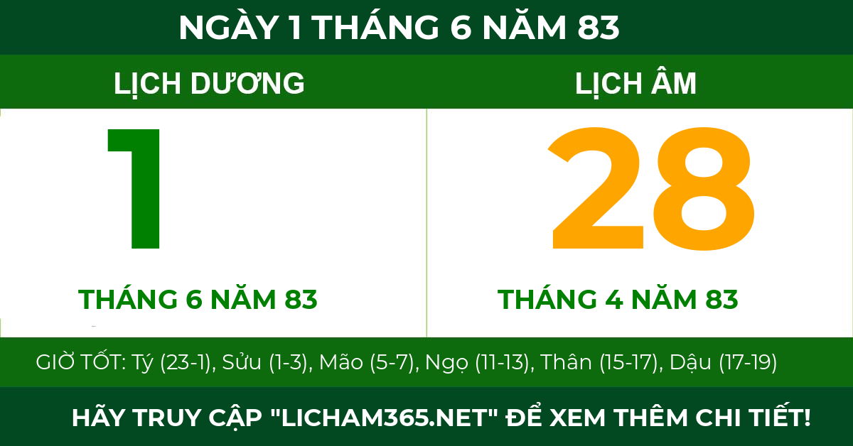 lịch âm ngày 1 tháng 6 năm 83