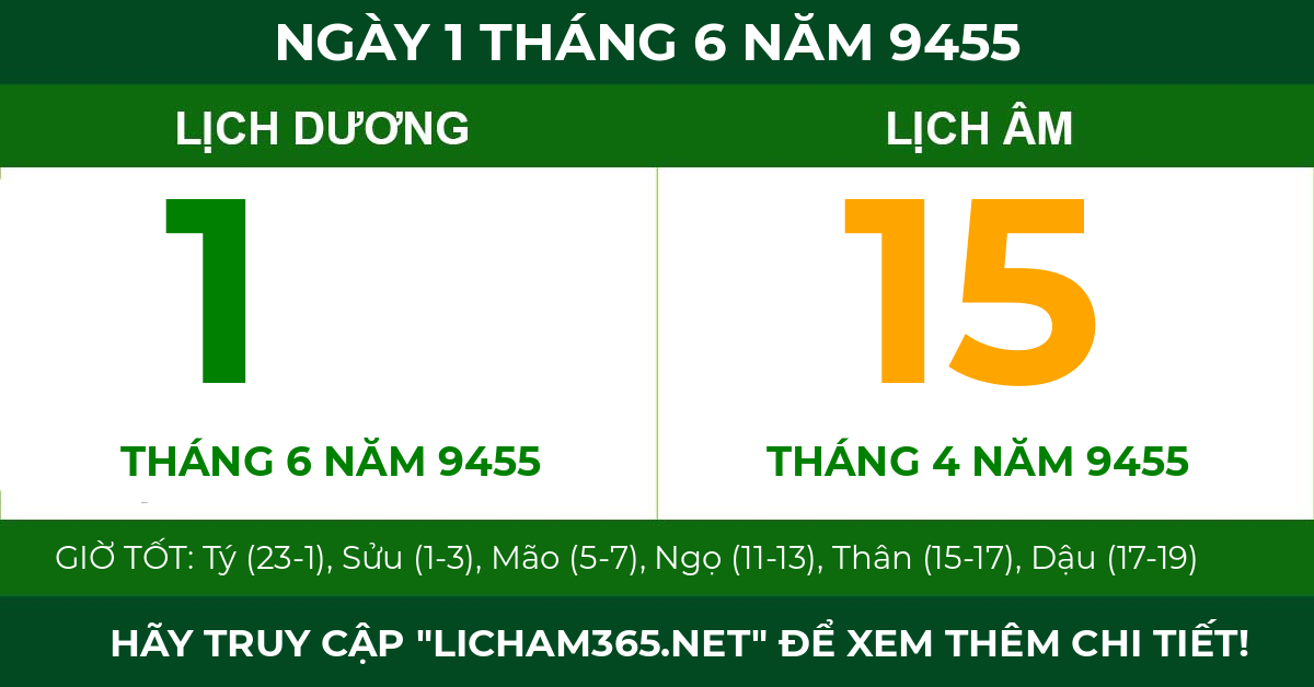lịch âm ngày 1 tháng 6 năm 9455