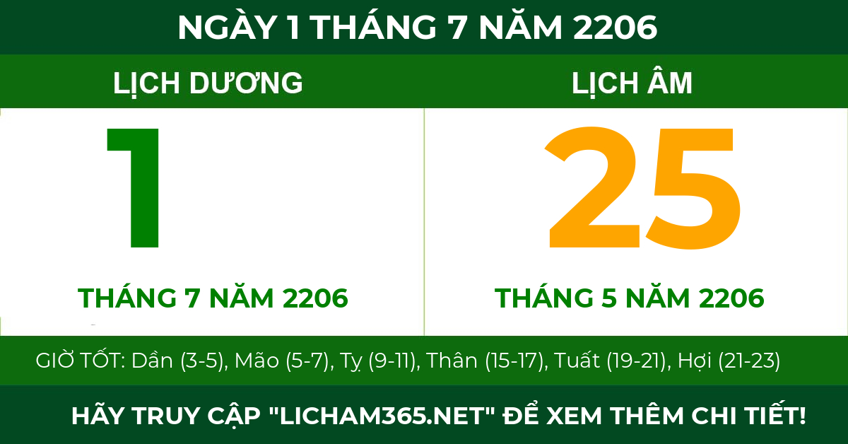 lịch âm ngày 1 tháng 7 năm 2206
