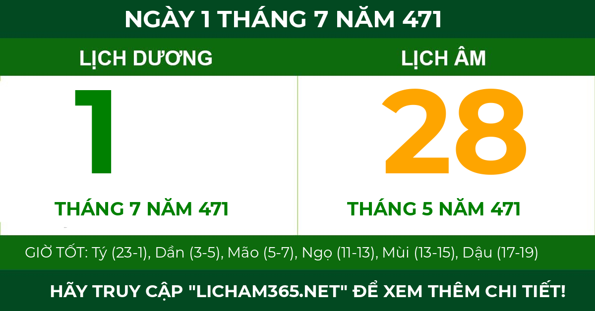 lịch âm ngày 1 tháng 7 năm 471