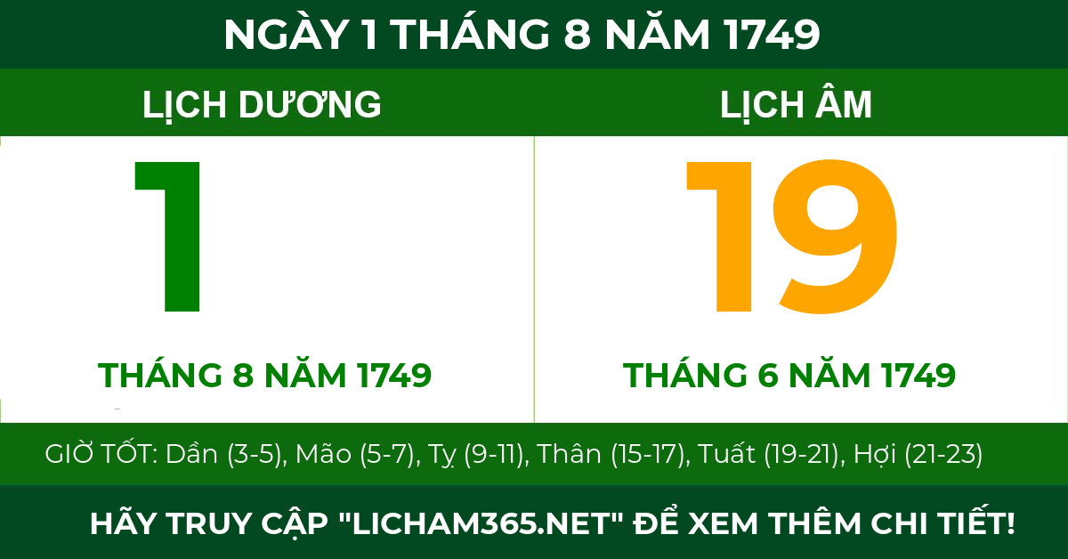 lịch âm ngày 1 tháng 8 năm 1749