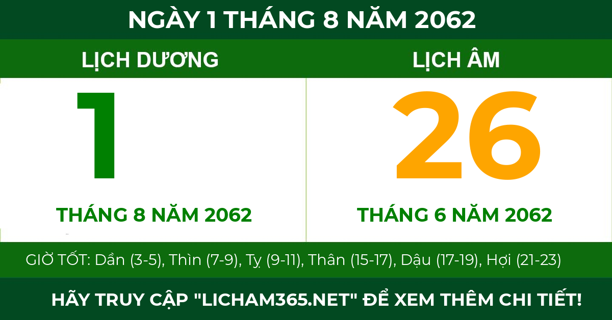 lịch âm ngày 1 tháng 8 năm 2062