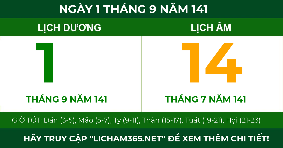 lịch âm ngày 1 tháng 9 năm 141