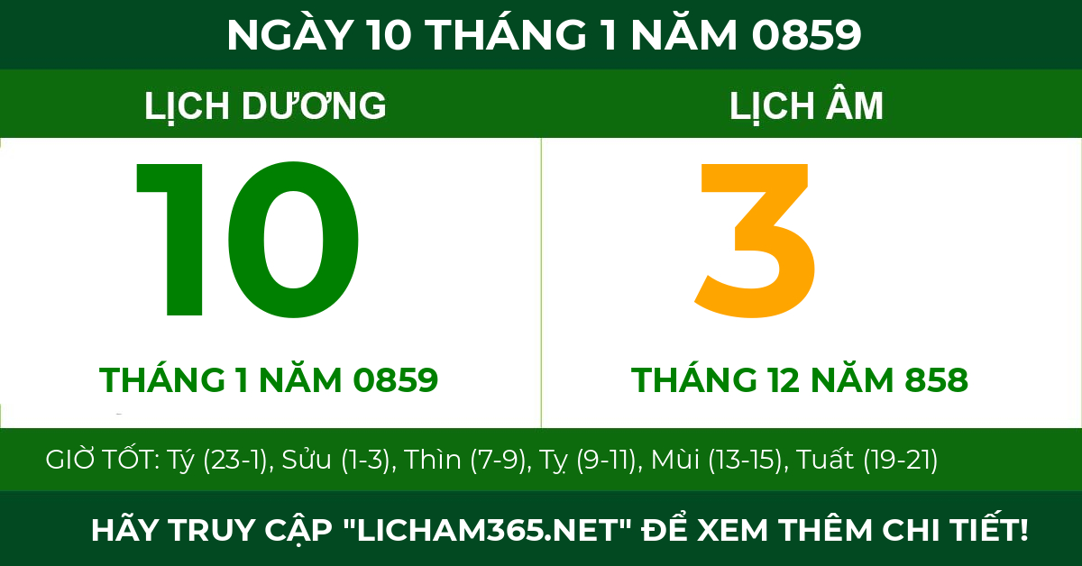 lịch âm ngày 10 tháng 1 năm 0859