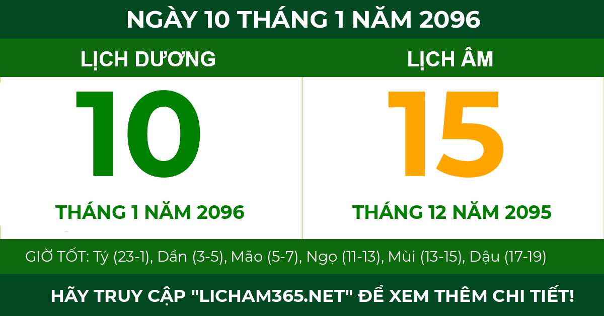 lịch âm ngày 10 tháng 1 năm 2096
