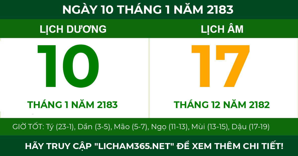 lịch âm ngày 10 tháng 1 năm 2183