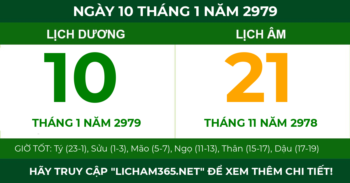 lịch âm ngày 10 tháng 1 năm 2979