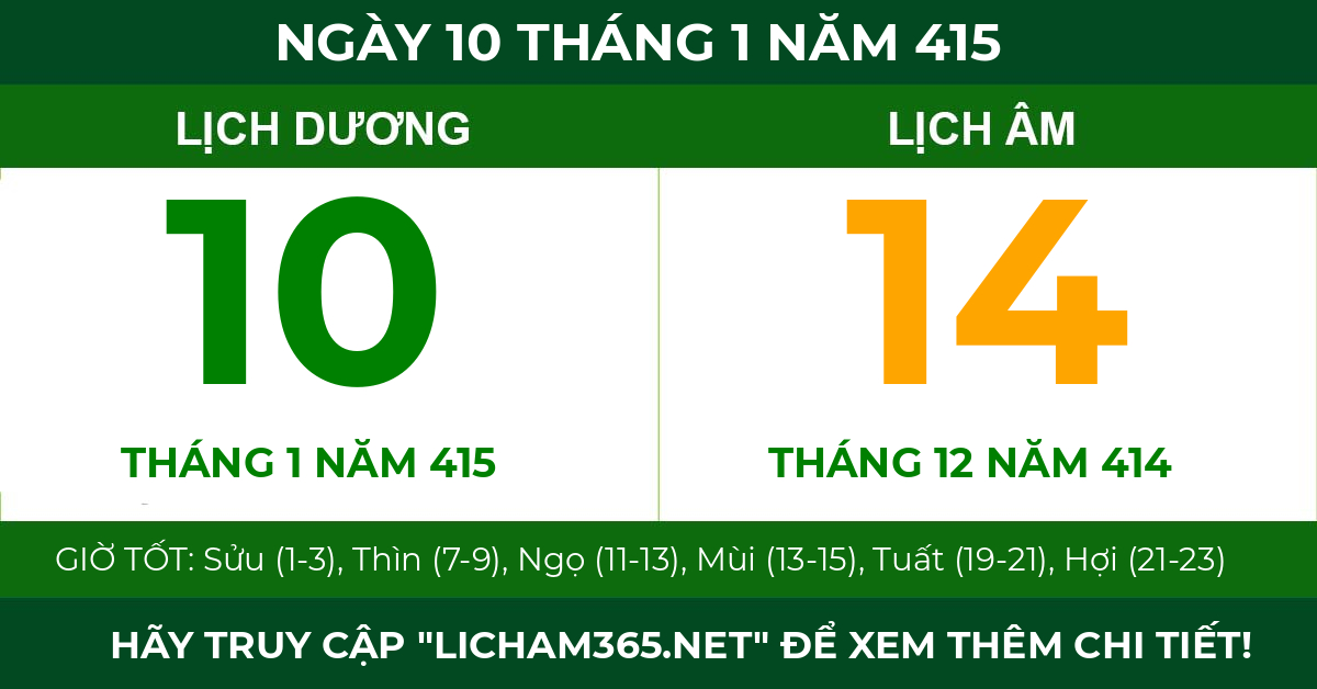 lịch âm ngày 10 tháng 1 năm 415