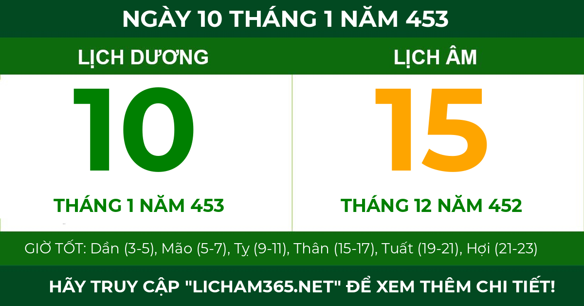 lịch âm ngày 10 tháng 1 năm 453