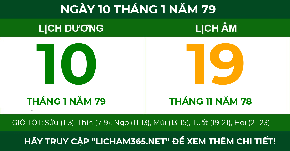lịch âm ngày 10 tháng 1 năm 79